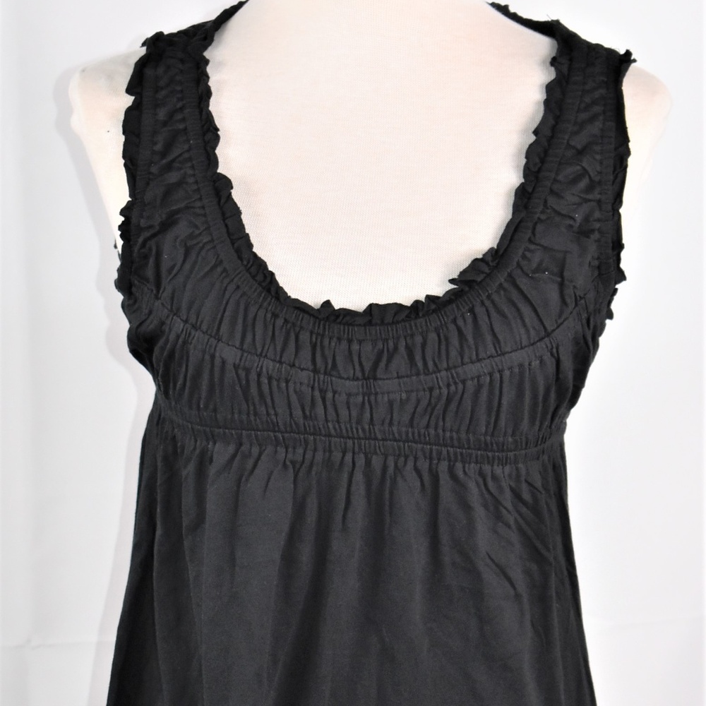 Black Ruffled Sleeveless Tops for Juniors